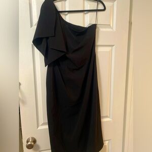 Black one shoulder cocktail dress, size L
